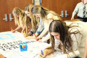 Students gather throughout the day to share messages of hope, love, and encouragement for the student body and faculty of Mountain View High School.